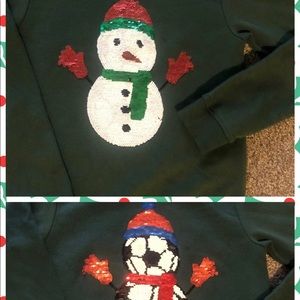 H&M Green Sequin Holiday Sweatshirt Size 8-10